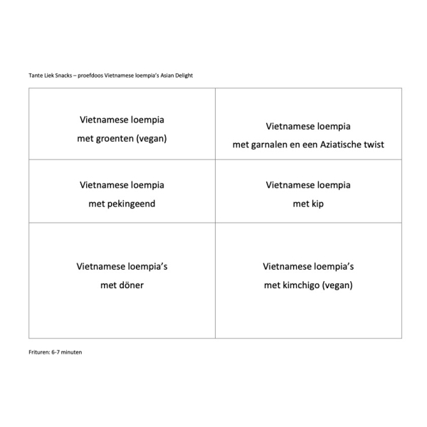 Proeverij Asian Delight Vietnamese loempia's